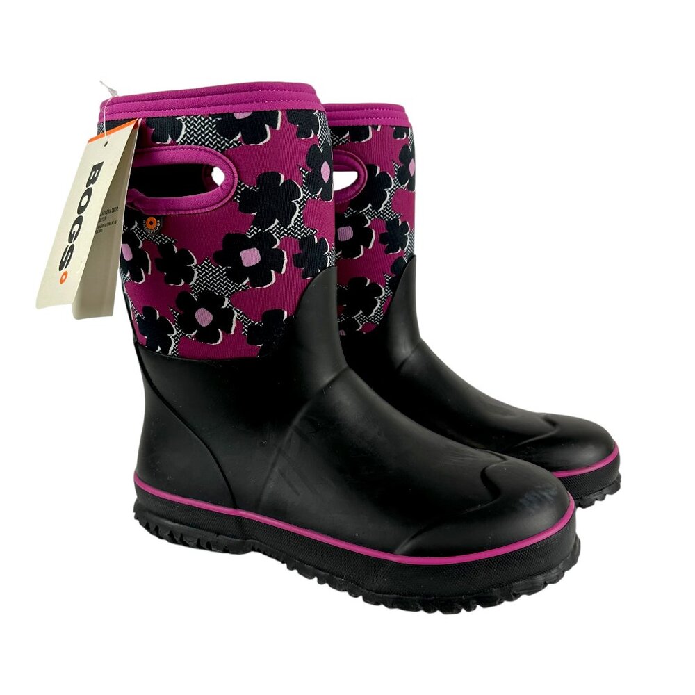 New BOGS Classic Petal Floral Waterproof Insulated Rain Boots Size 5 Youth Kids
